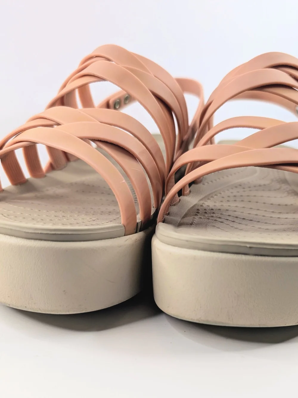 Crocs Literide Brooklyn Strappy Low Wedge Sandal Pale Blush Womens Size 10 - Picture 4 of 8